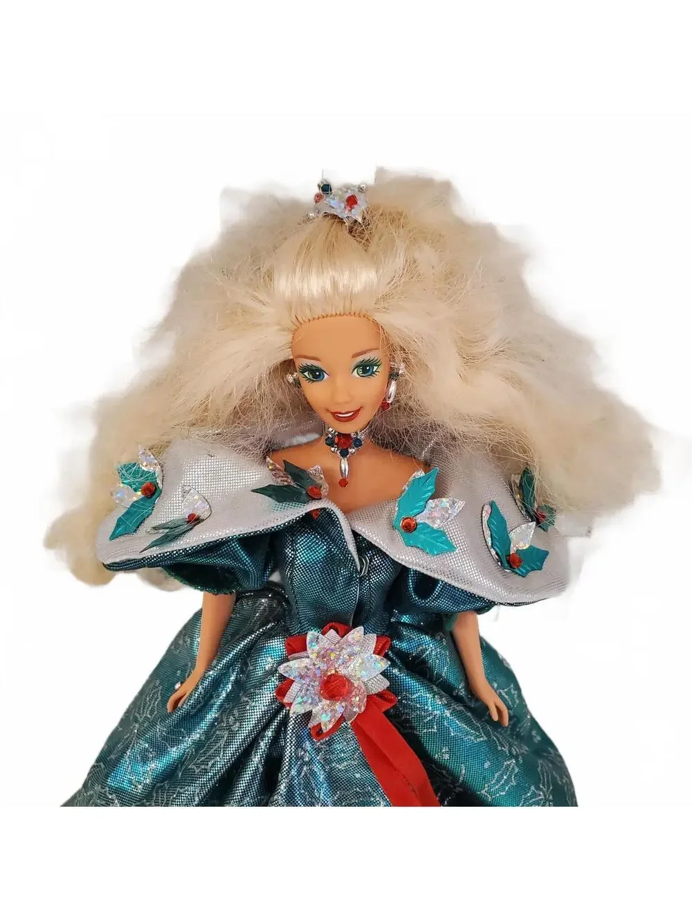 Vintage Barbie Christmas Holiday Fashion Doll Teal Holiday Gown Blonde Hair
